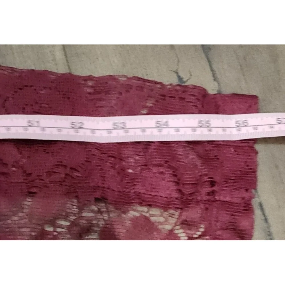Burgundy Lace Swag Valance Floral Cottage Country Victorian Double Ruffle